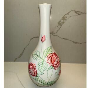 Rare Vintage Kaiser Germany Porcelain Bud Base White Bisque Embossed Rose Motif